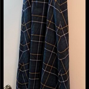 J. Crew Dark Green Plaid Maxi Skirt with White and Mustard Windowpane